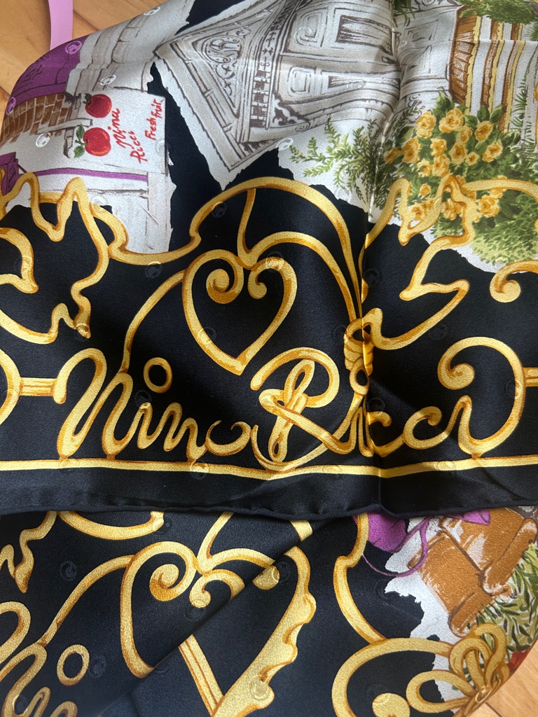 Nwot Vintage Nina Ricci Floral Balcony Scarf 100 Silk